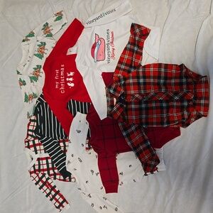 Set of 8: 3 Month Christmas Onesies